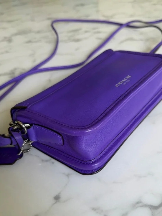 Coach Legacy Leather Penny Shoulder Crossbody Bag 19914 Ultraviolet Purple - Picture 12 of 15